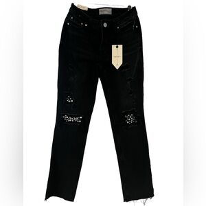 NWT’s Ban-Jara Womans Black mid rise rhinestone Jesns size 3/25